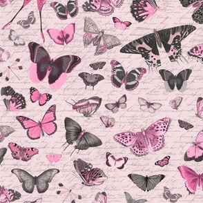 Nostalgic Cottagecore Butterfly Pattern Pink