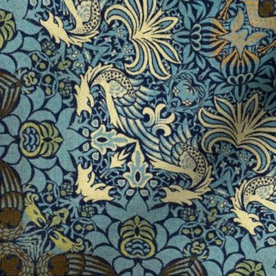 William Morris Inspired Vintage Dragon Pattern