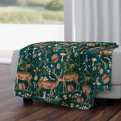 Autumn Forest Cottagecore Hygge Pattern With Wild Deer