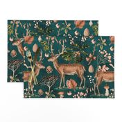 Autumn Forest Cottagecore Hygge Pattern With Wild Deer