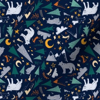 Night Forest Wolves - multi color - micro