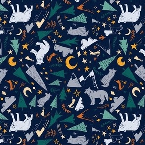 Night Forest Wolves - multi color - micro
