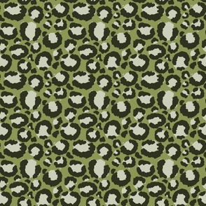 Moss Green Glamorous Leopard Spots Animal Print Safari