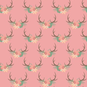 Pretty Reindeer Antlers Pink Flowers Feminine Woodland