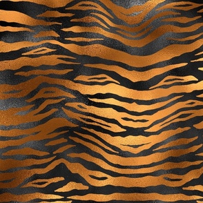 Glamorous Black Brown Tiger Stripes Animal Print Safari