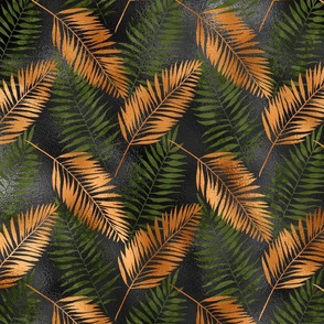 Green Brown Palm Tree Leaf Summer Glam Tropical Leaves Chic