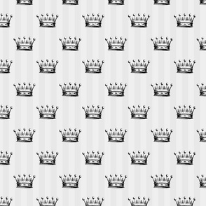 Elegant White Black Crown Vertical Lines Glamorous Royalty