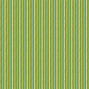 Wonky Stripes-Green and Turquoise