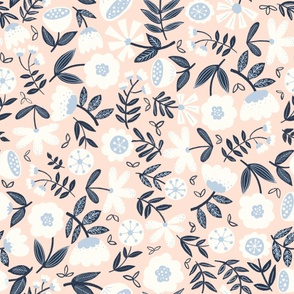 Subtle Cute Flowers Pink Blue White