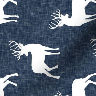 bucks on navy linen (90) C21