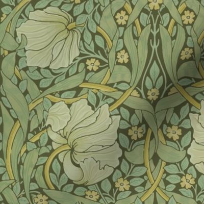 William Morris ~  Antiqued Pimpernel ~ 12"w  repeat