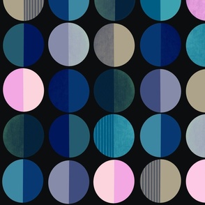 Black, blue, and pink circles