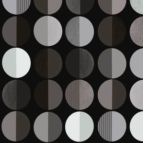 black and white half circles