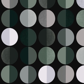 Retro-inspired black and green half circles