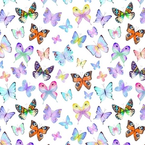 Multicolor watercolor butterflies