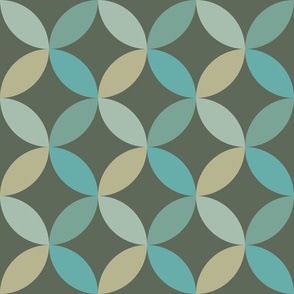 Mid Mod Facets / Geometric / Non Directional / Gold Teal / Large