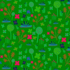 Kelly Green whimsical pond plants large
