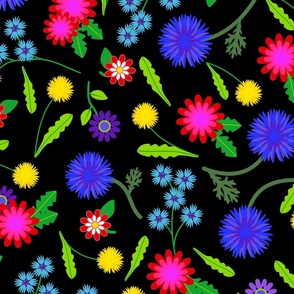 Bright Floral with black background