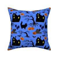 Happy Halloween with blue background