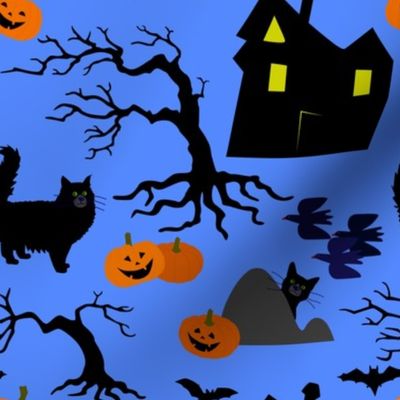 Happy Halloween with blue background