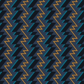 Lightning bolt navy yellow zigzag Wallpaper