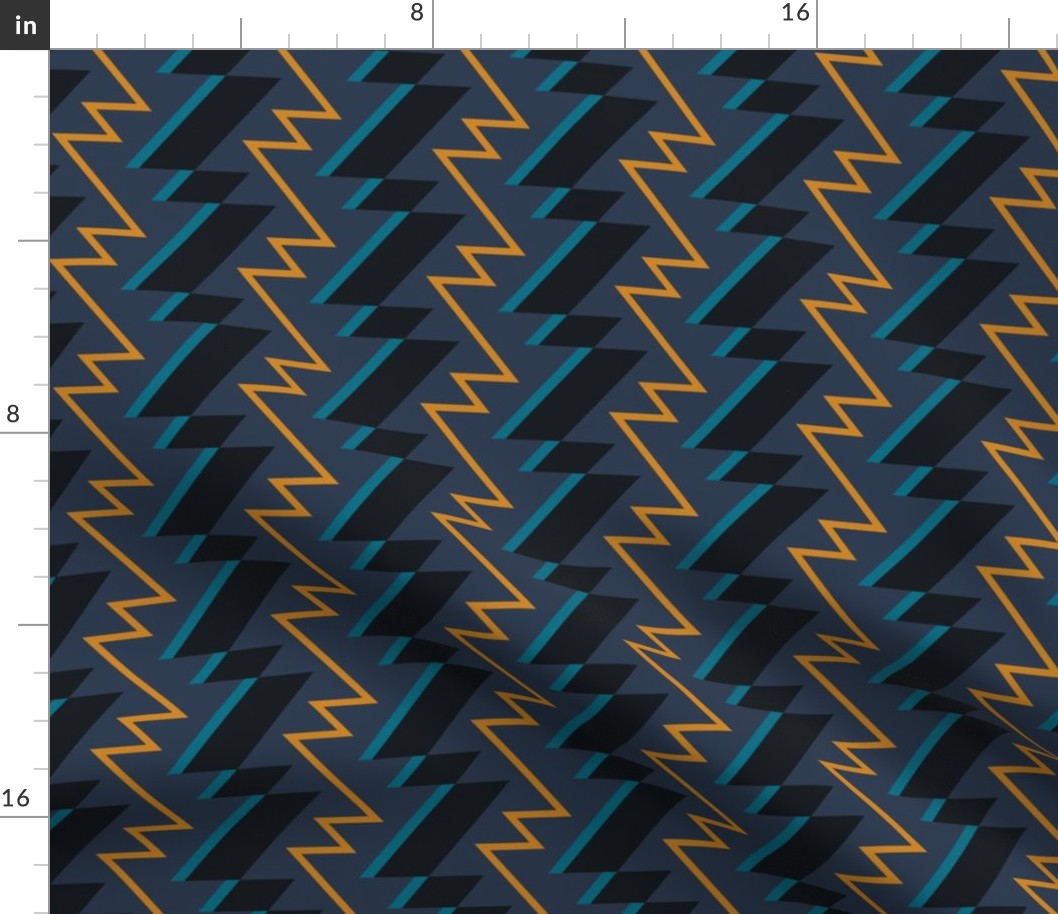 Lightning bolt navy yellow zigzag Wallpaper