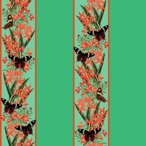 ORANGE FLOWER STRIPE - TERRACE GARDEN COLLECTION (JADE)