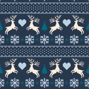 Christmas knit deer in love navy cream