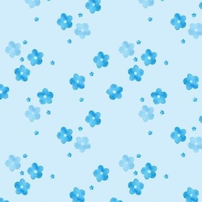 baby blue watercolor simple florals - minimalistic sweet meadow a679-2