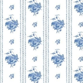 Canton Rose Scallop Stripe dark blue and white, small scale