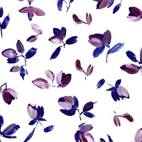 Indigo painted botanicals - acrylic leaves and florals - minimalistic nature a448-4