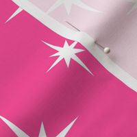 White Mid Century Starbursts on Fuchsia