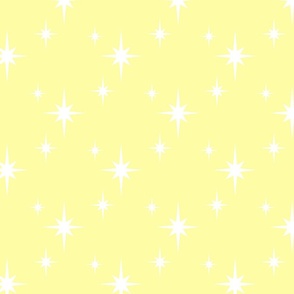 White Mid Century Starbursts on Yellow