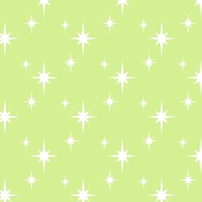 White Mid Century Starbursts on Lime Green