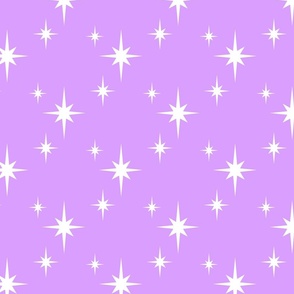 White Mid Century Starbursts on Purple