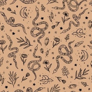 mystic snakes on a beige background 