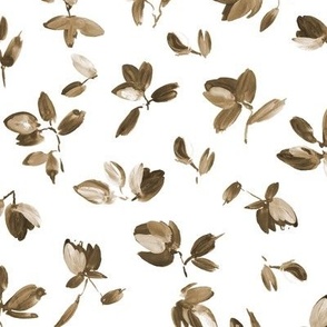 Creamy painted botanicals - acrylic leaves and florals - minimalistic nature a448-11