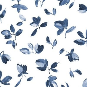 Indigo painted botanicals - acrylic leaves and florals - minimalistic nature a448-14