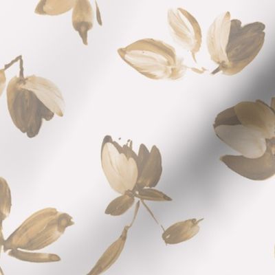 Neutral creamy painted botanicals - leaves and florals a448