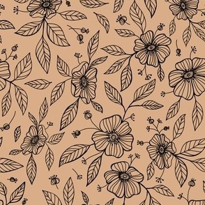 linear flowers on beige