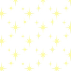 Yellow Mid Century Starbursts on White