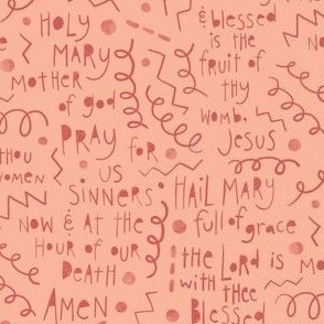 Hail Mary Prayer Doodle on Peach