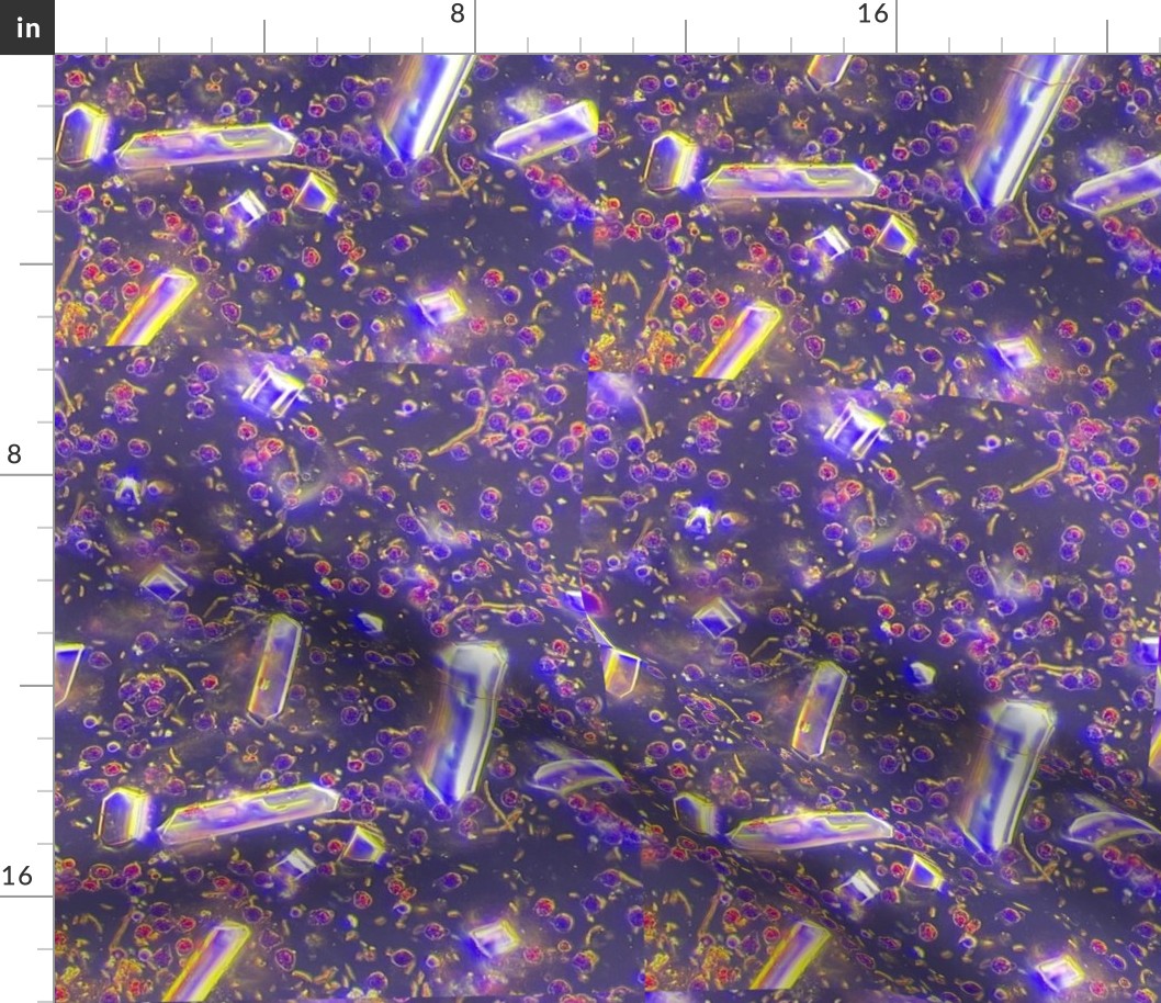 Real Lab microscopy with bacteria, cells and crystals