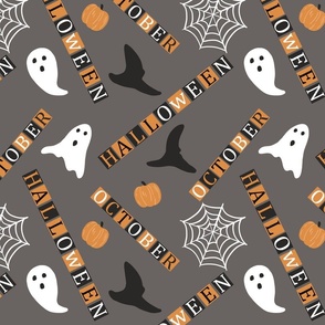 Halloween design - ghosts - witch hats - text