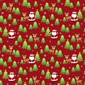 christmas pattern black santa and deer red