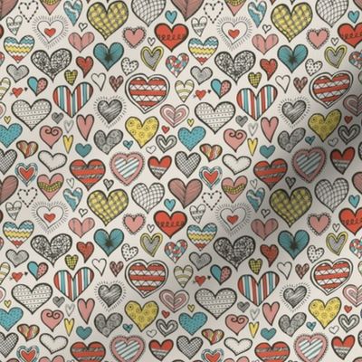 Doodle valentine hearts - colorway 1-tiny