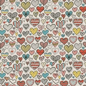 Doodle valentine hearts - colorway 1-tiny