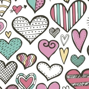 Doodle valentine hearts - colorway 2-medium