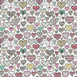 Doodle valentine hearts - colorway 2-tiny