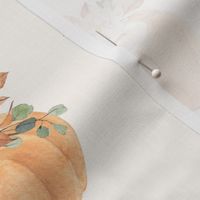 Watercolor Floral Pumpkins {Off White} Medium Scale